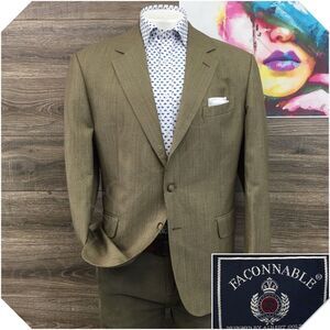 VINTAGE FACONNABLE‎ Mens Blazer Sport Coat Casual Jacket Size 44R Wool Suit